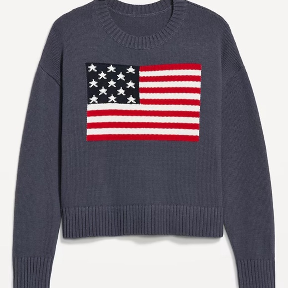 Crew-Neck Flag-Graphic Sweater - Picture 3 of 6